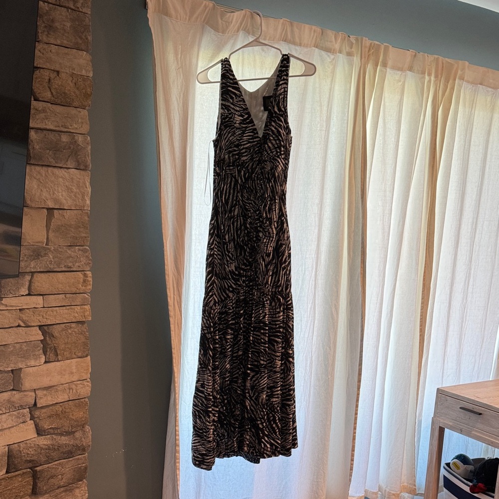 Anthropologie Black and White Zebra Maxi Dress